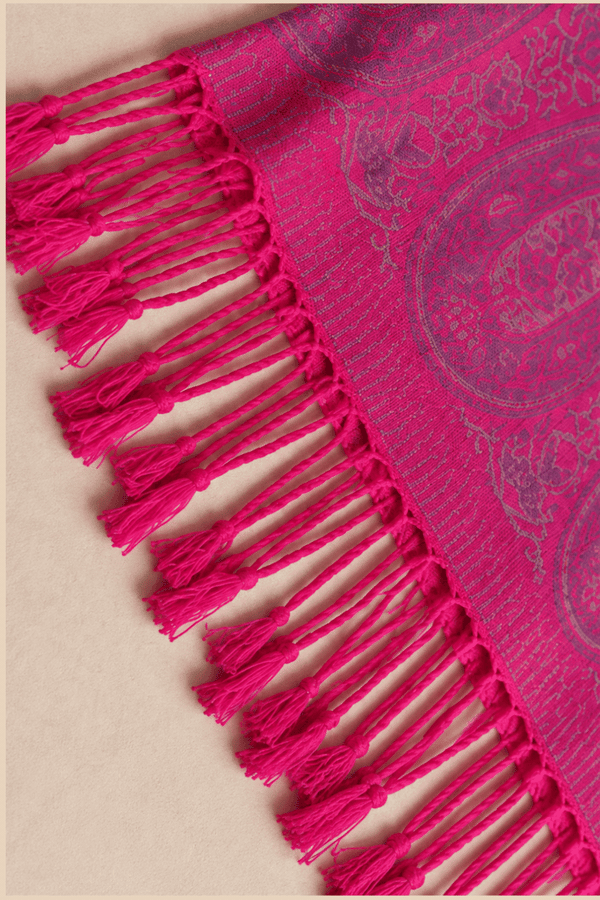 Pashmina Scarf Jacquard Paisley Bright Fuchsia