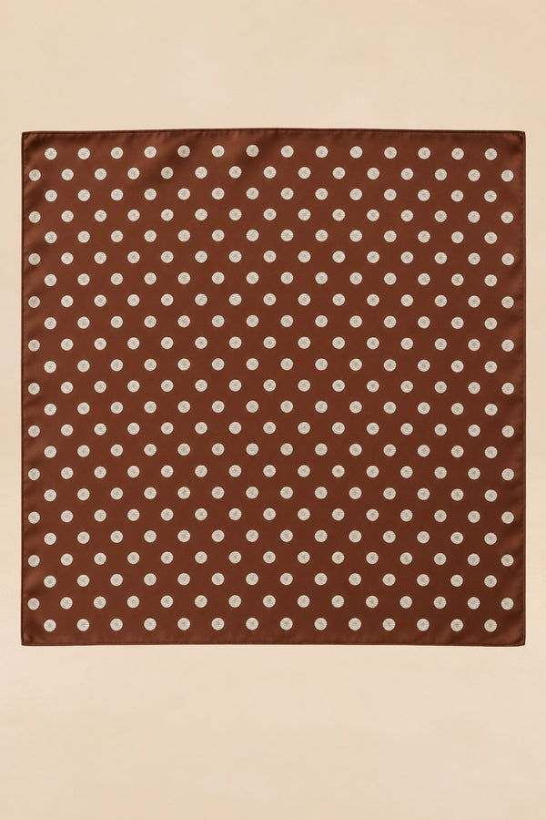 Brown Polka-Dot Square Scarf