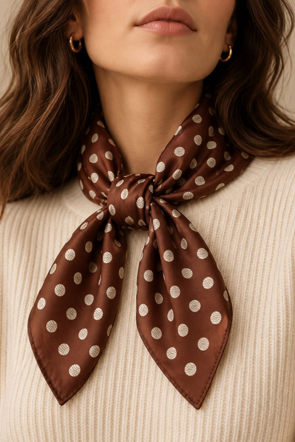Brown Polka-Dot Square Scarf