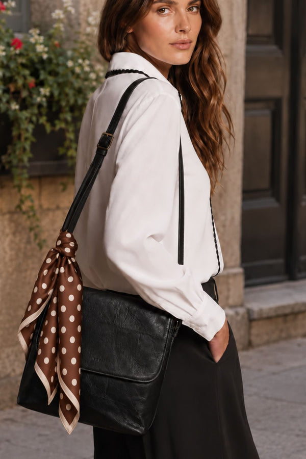 Brown Polka-Dot Square Scarf