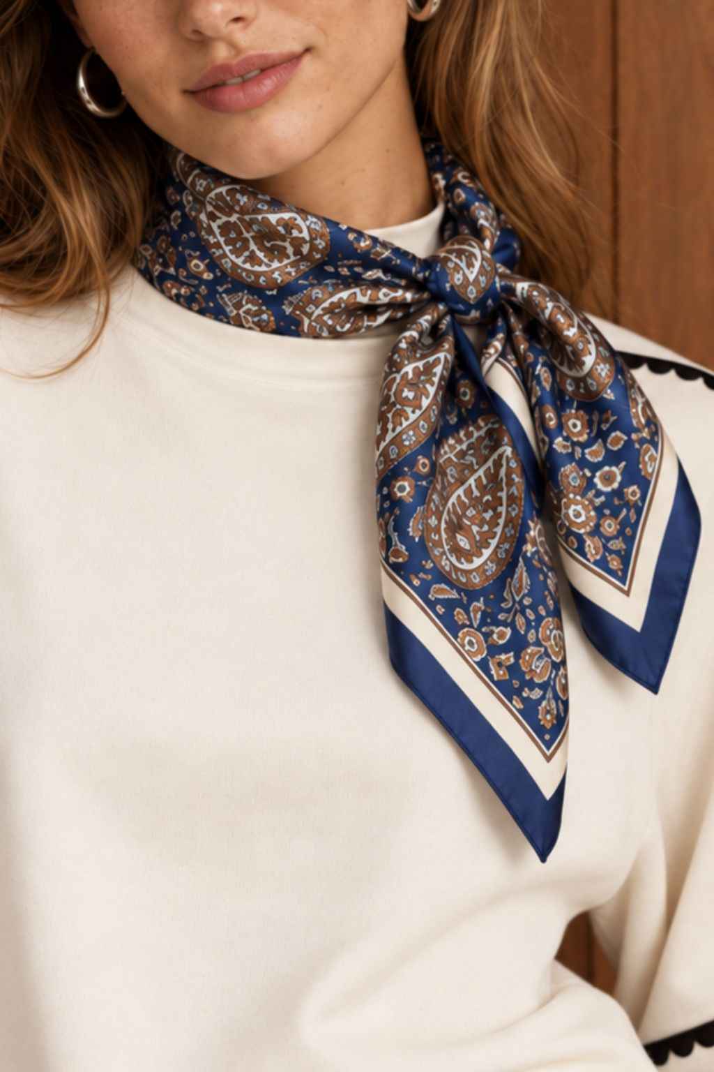 Floral Paisley Square Scarf Navy