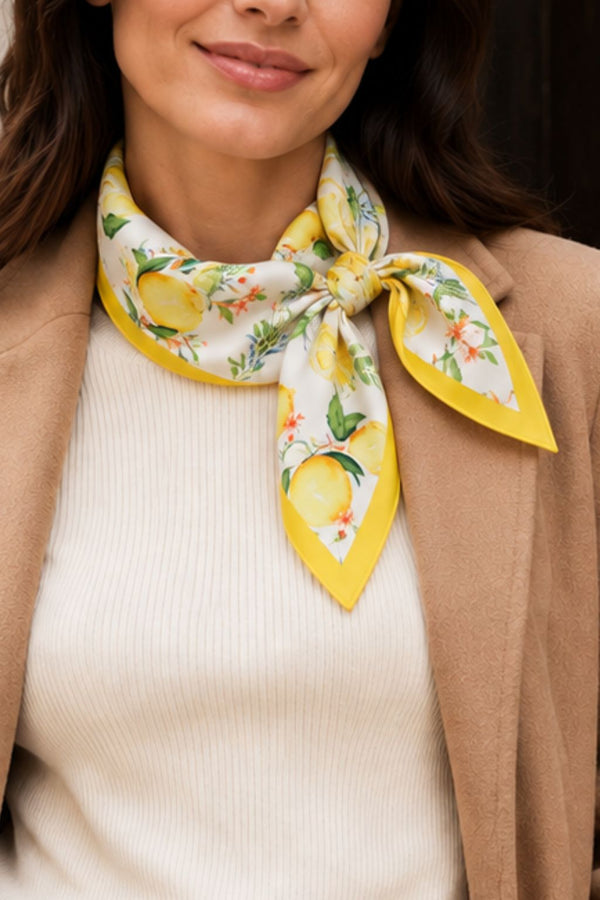 Foulard Carré Imprimé Citrons