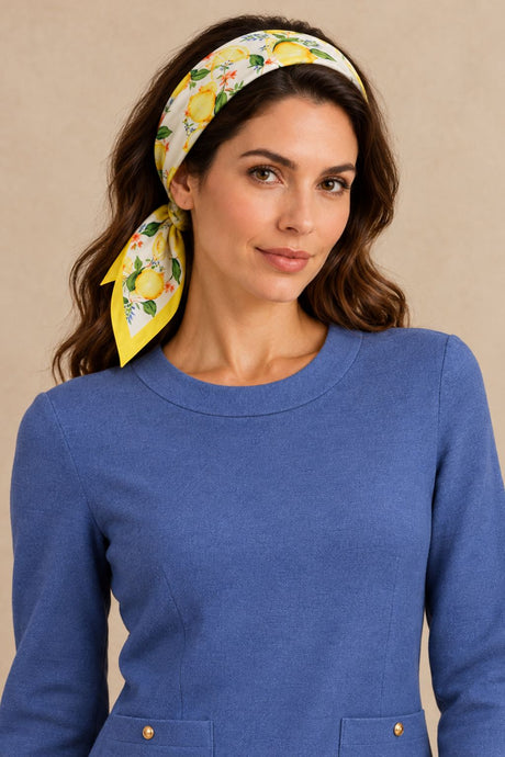 Foulard Carré Imprimé Citrons