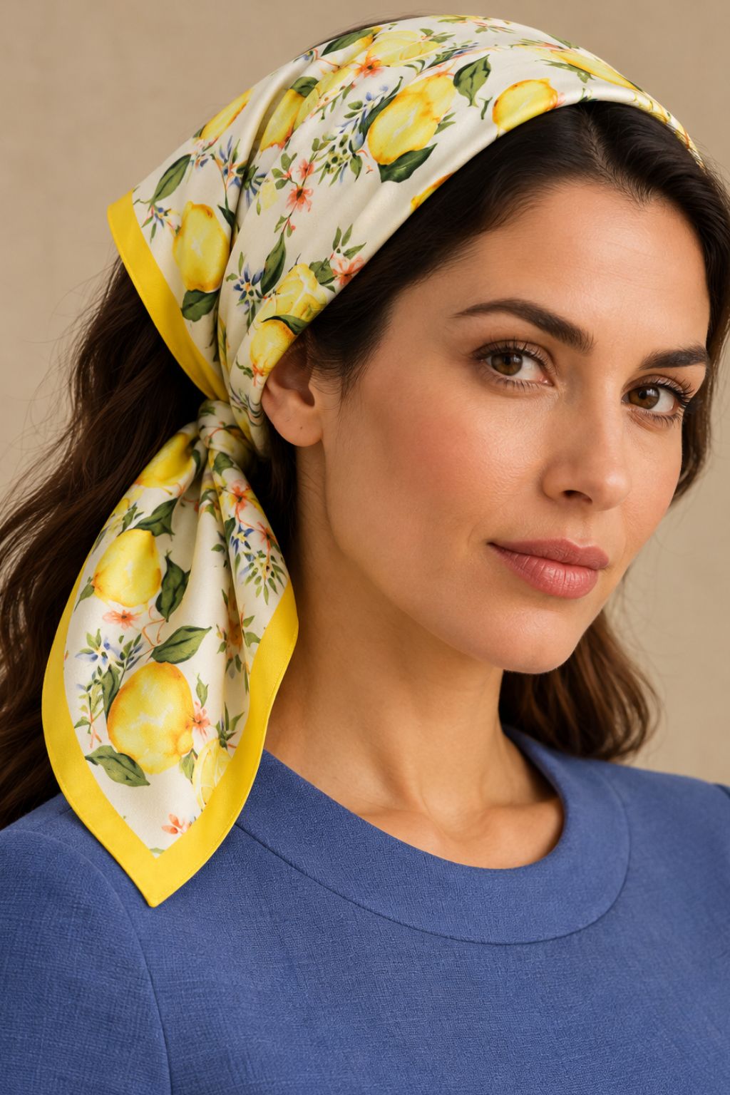 Foulard Carré Imprimé Citrons