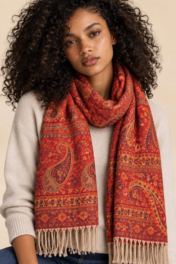 Bohemian Paisley Fringe Scarf