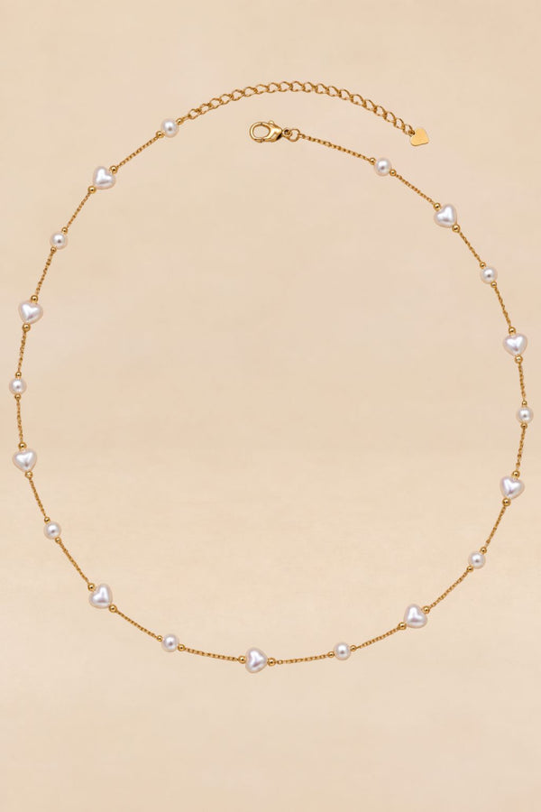 Collier Doré Perles Cœur
