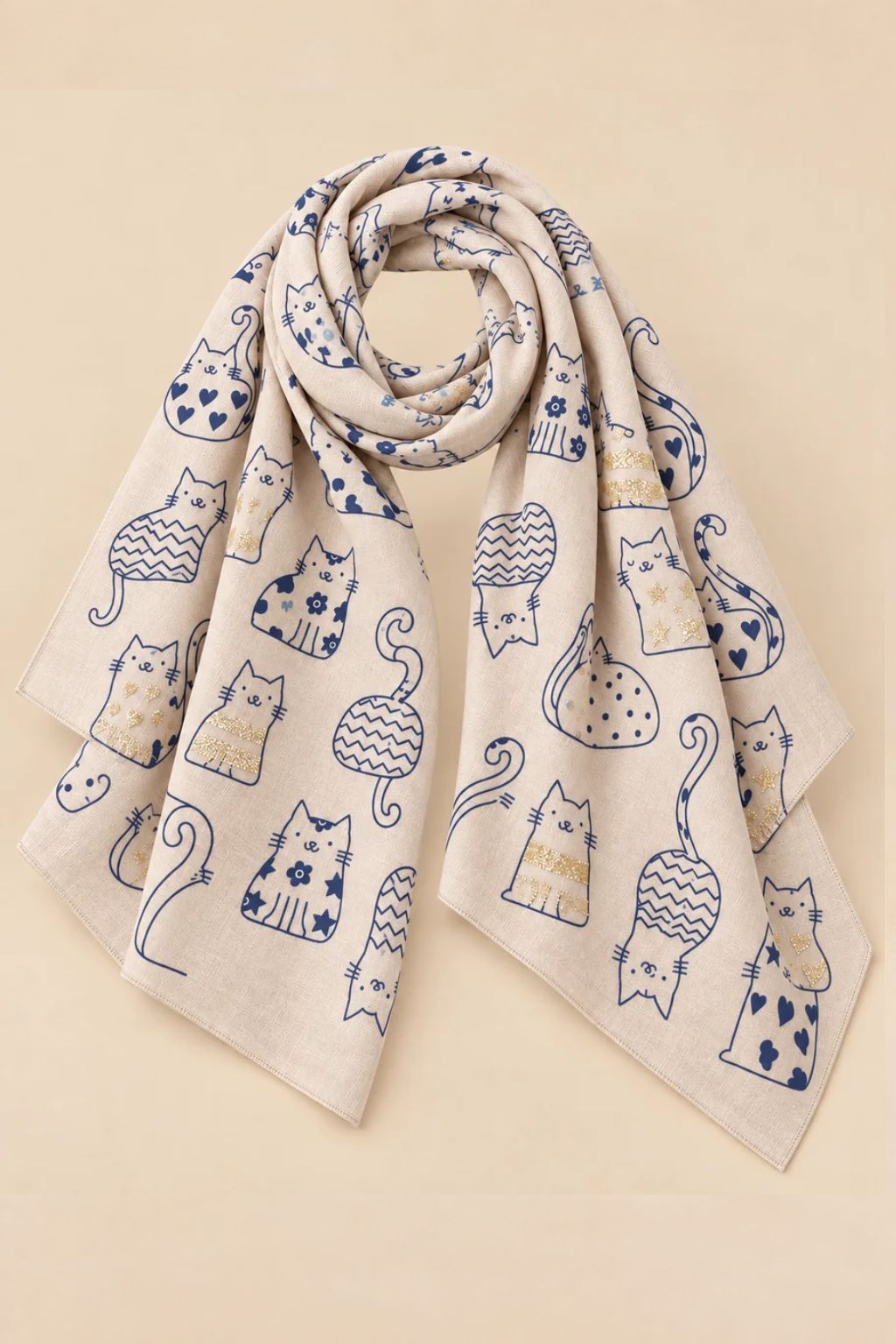 Cat Print Lightweight Scarf