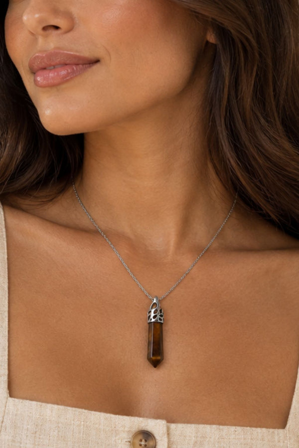 Natural Turquoise Crystal Necklace silver