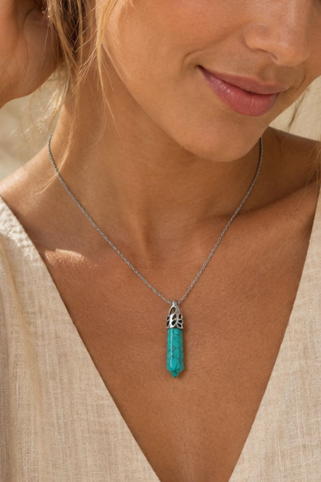 Natural Turquoise Crystal Necklace silver