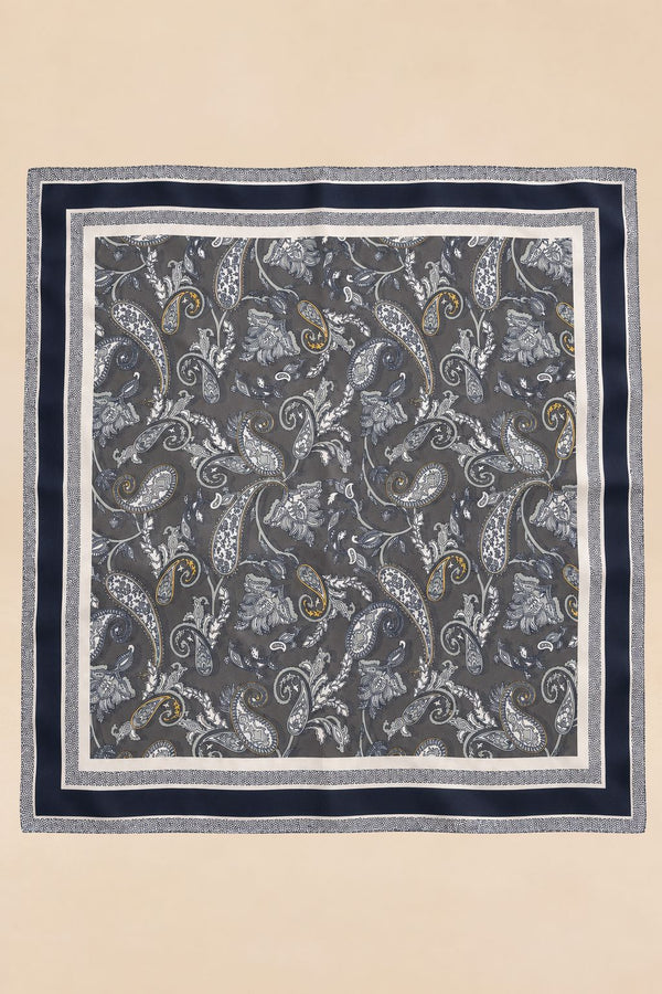 Paisley Square Scarf Charcoal