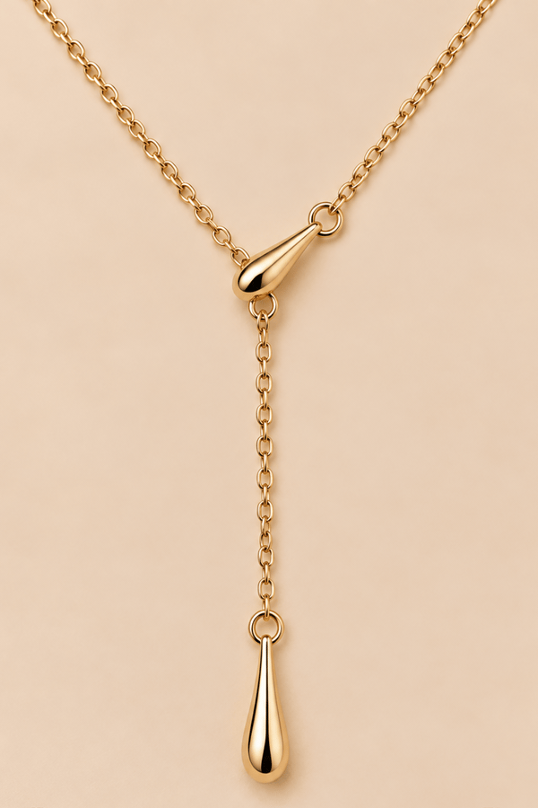 Collier Lasso Doré Pendentif Tombant