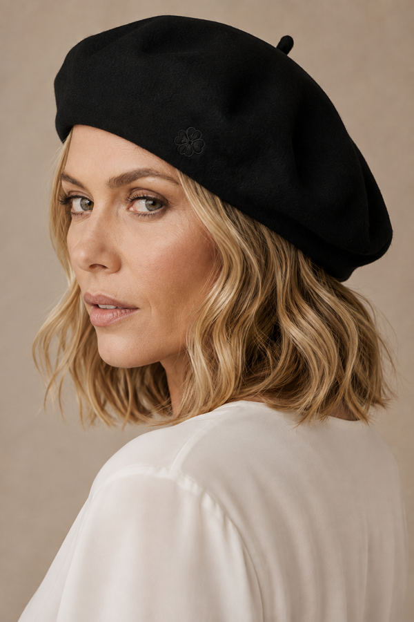Pampidou Classic Wool Beret Tonal Embroidery Many Colors