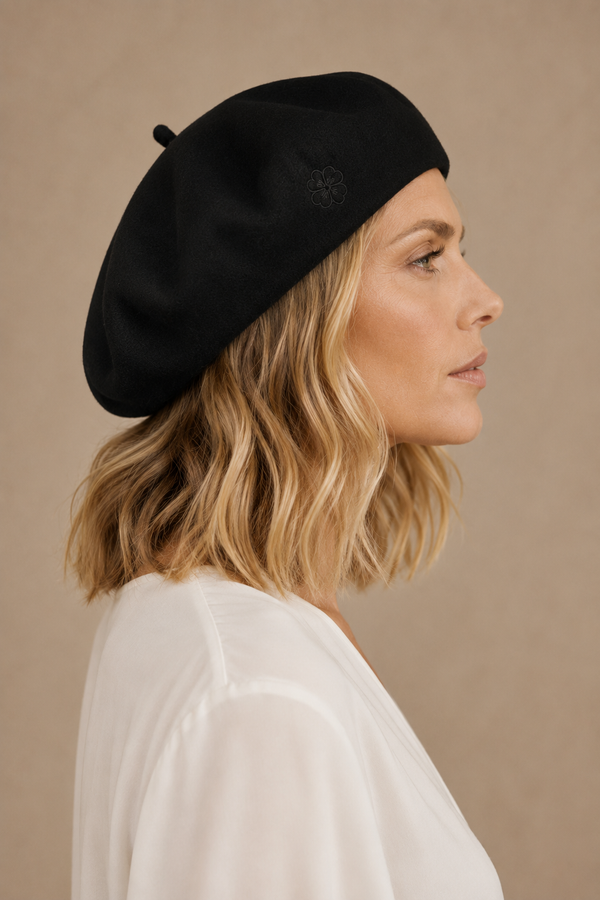 Pampidou Classic Wool Beret Tonal Embroidery Many Colors