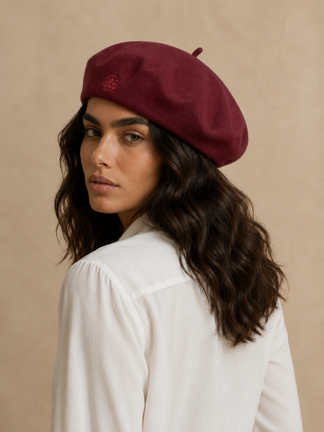Pampidou Classic Wool Beret Tonal Embroidery Many Colors