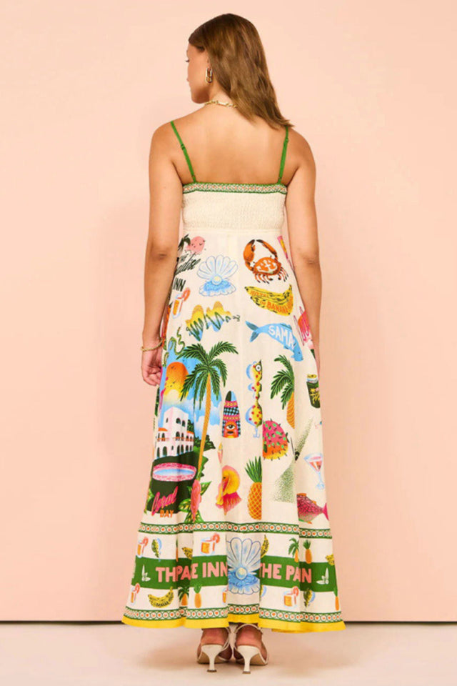 Bridgette Maxi Dress Tropical Print Spaghetti Straps