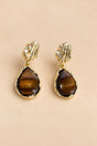 Brown and gold teardrop earrings main view
