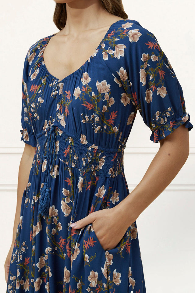 Carla Maxi Dress Floral Puff Short Sleeves