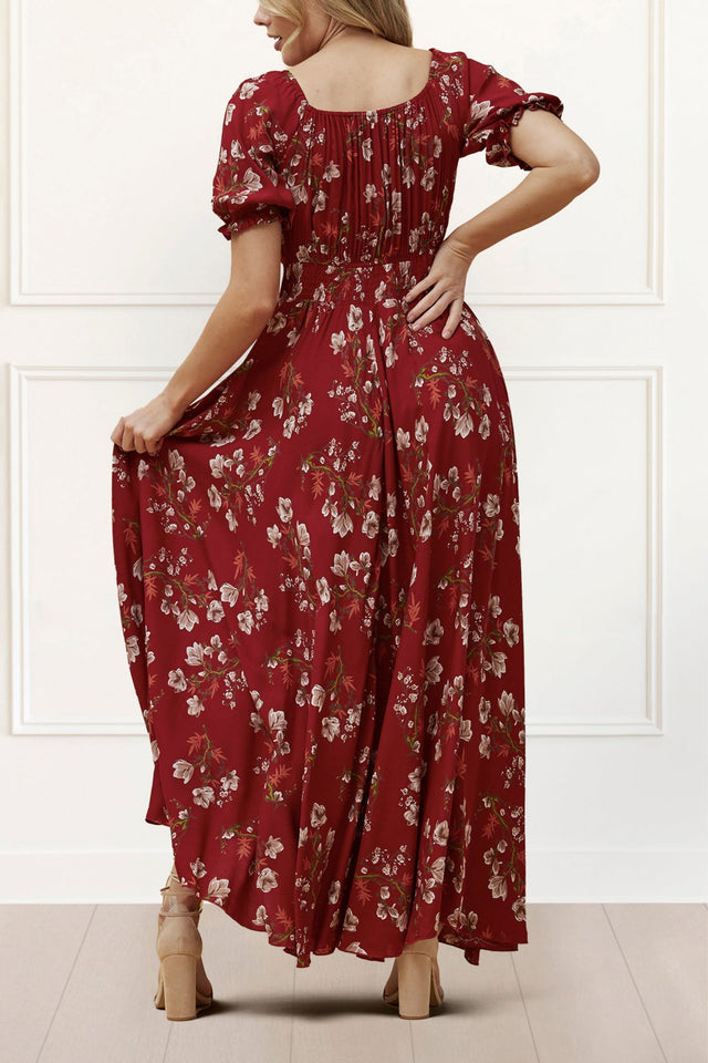 Carla Maxi Dress Floral Puff Short Sleeves