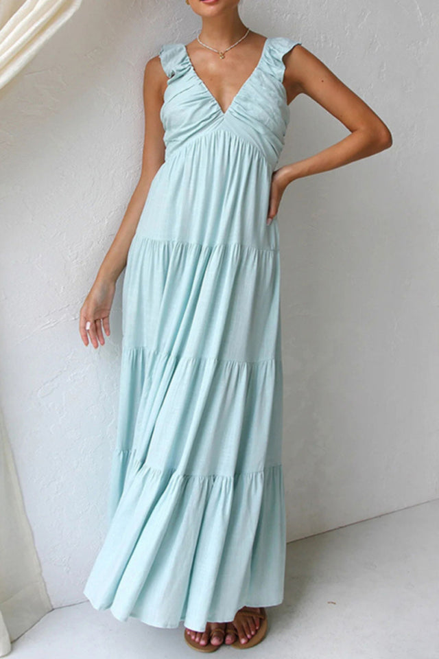 Dakota Maxi Dress V-Neck Shoulder Straps Solid