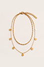Gold-Tone Double-Layer Disc Necklace product view, two-row gold-tone necklace