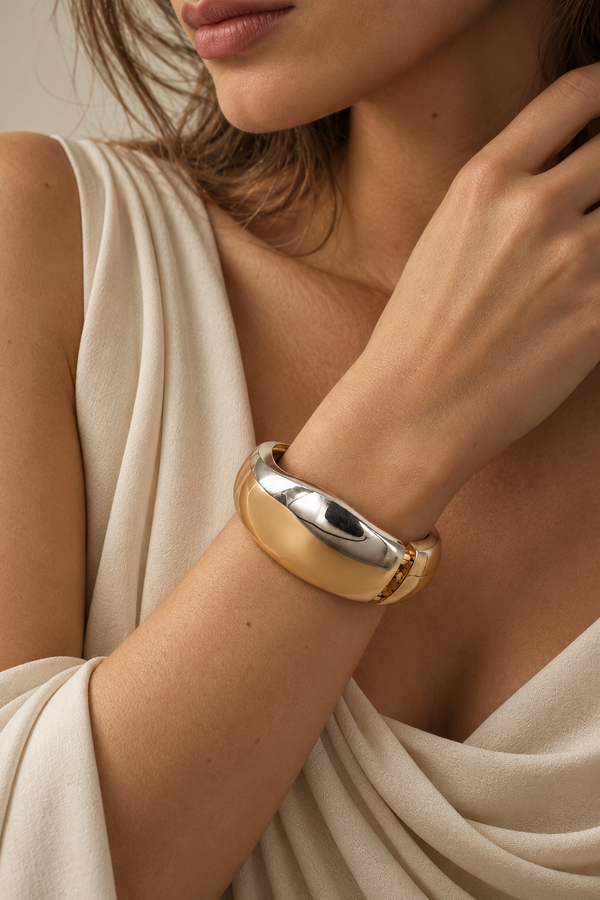 Bracelet Jonc Sculptural Couleur Or