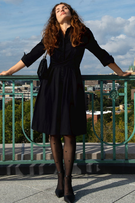 Tights Women's Sheer Black Tights – Heart Print Pantyhose, High Waist, Elegant & Sexy - Onze Montreal Black / A Annick