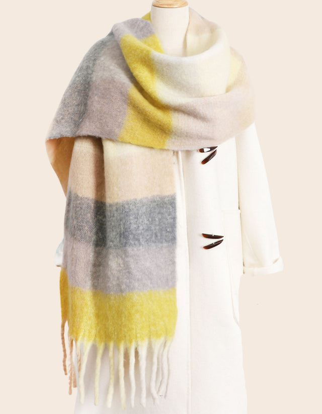 Scarf Large Color Block Fringed - Onze Montreal