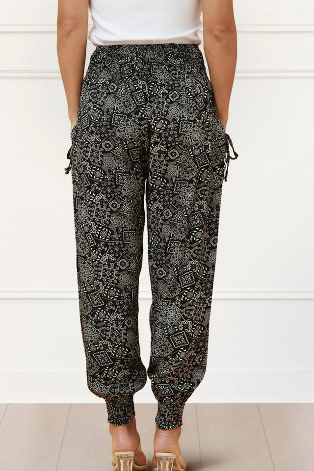 Issa Pantalon Sarouel Boheme Taille Nid D'Abeilles