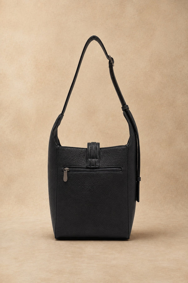 Jaime 2-in-1 Hobo Bag in black – back zipper pocket and adjustable strap