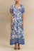 Josiane Robe Maxi Nouer Motif Fleurs Bleues