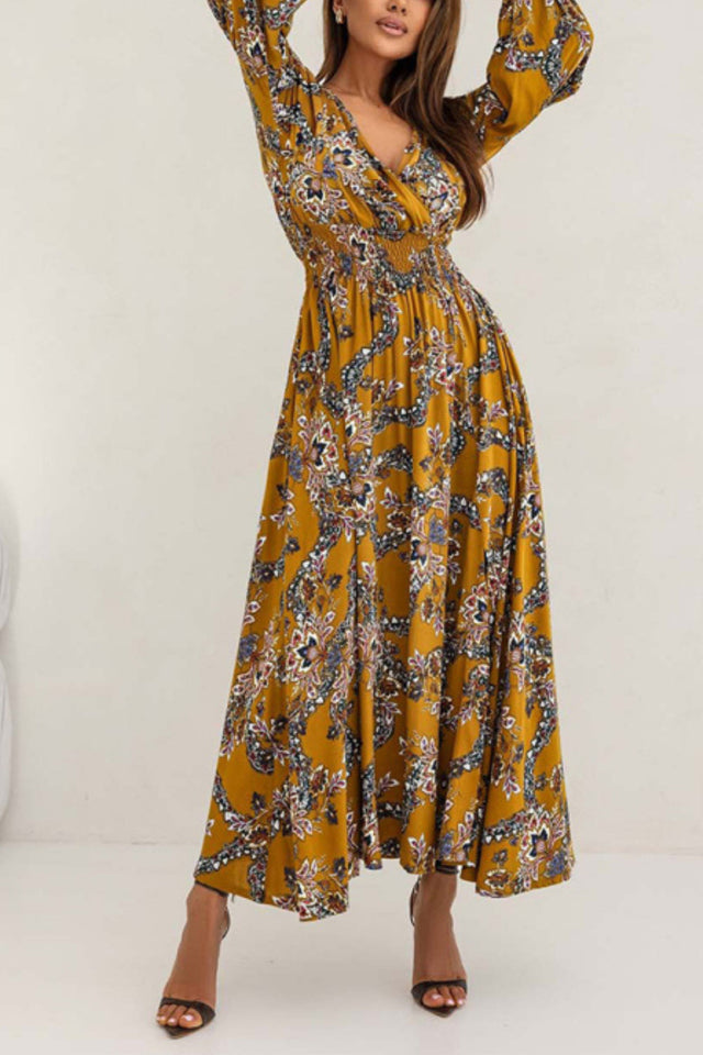 Lina Maxi Dress Crossover Floral Print Side Slit