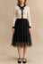 Robe Mélina midi ivoire en tricot et tulle noir vue de face