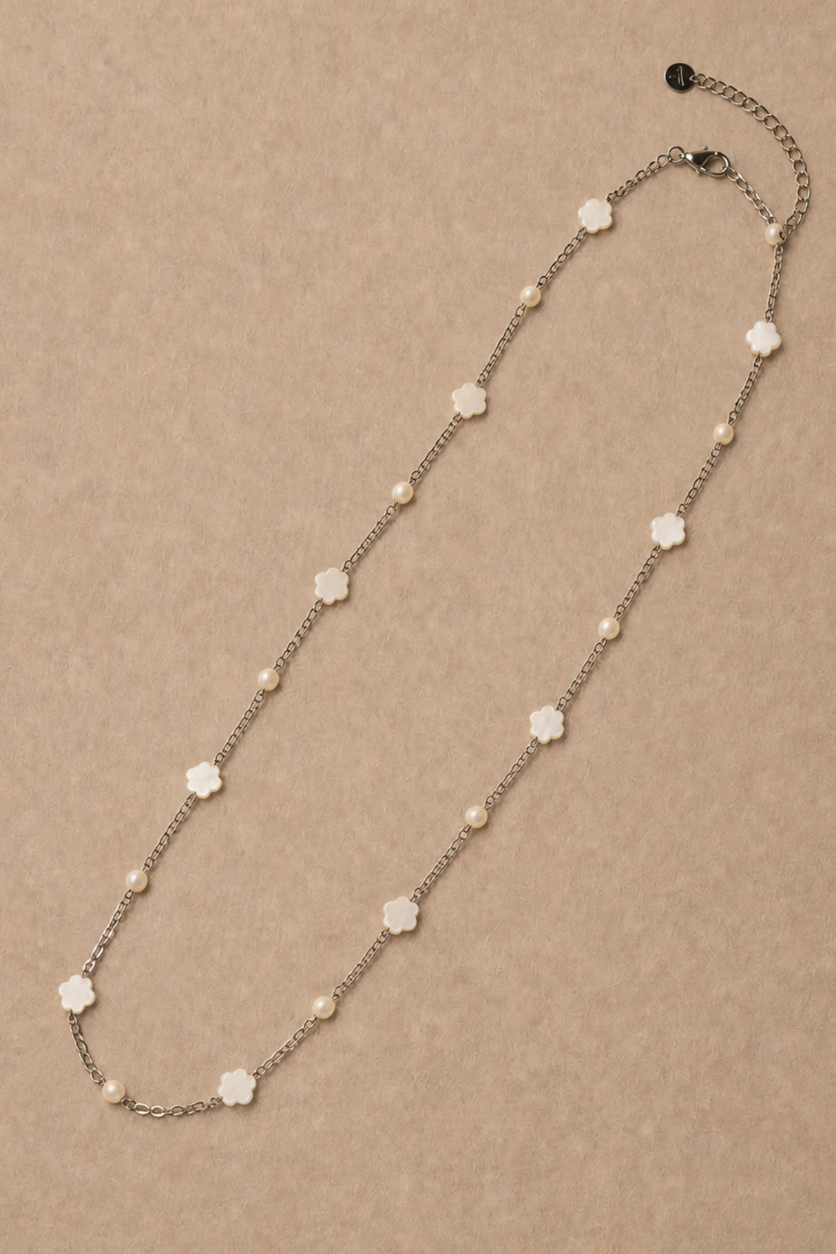 Mother-of-Pearl Flower Chain Necklace
