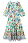 Nancy Midi Boho Dress Floral Print V-Neck - Onze Montreal White / S Sold by Ô-MARCHÉ Seller