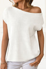 Nina Pullover Sweater Off Shoulder Short Sleeves Solid - Onze Montreal White / S Sold by Ô-MARCHÉ Seller