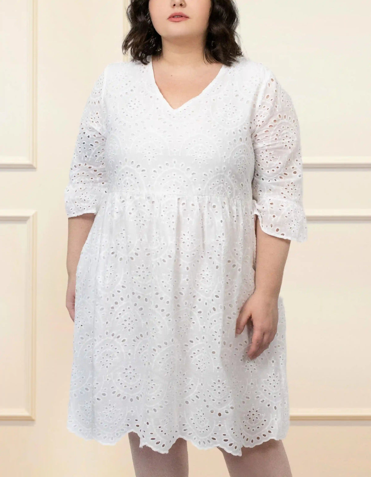 Selena Dress Broderie Anglaise Eyelet White - Onze Montreal