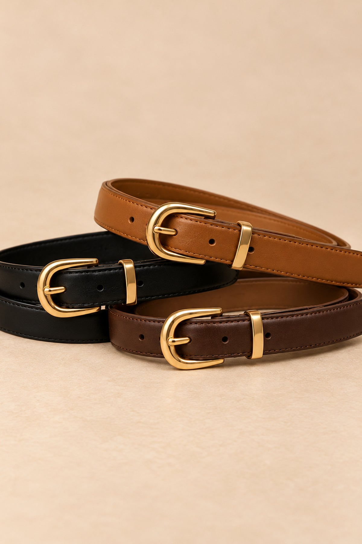 Black Slim Gold-Buckle Belt