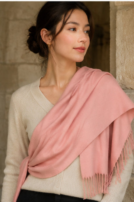 Powder Pink Fringe Scarf alternate product view