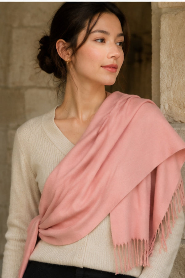 Powder Pink Fringe Scarf alternate product view