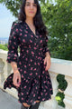 Mila Black Floral Button Dress