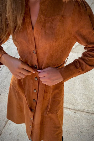 Anastasia Faux Suede Shirt Dress