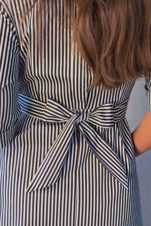 Estelle Striped Shirt Dress Tie Waist