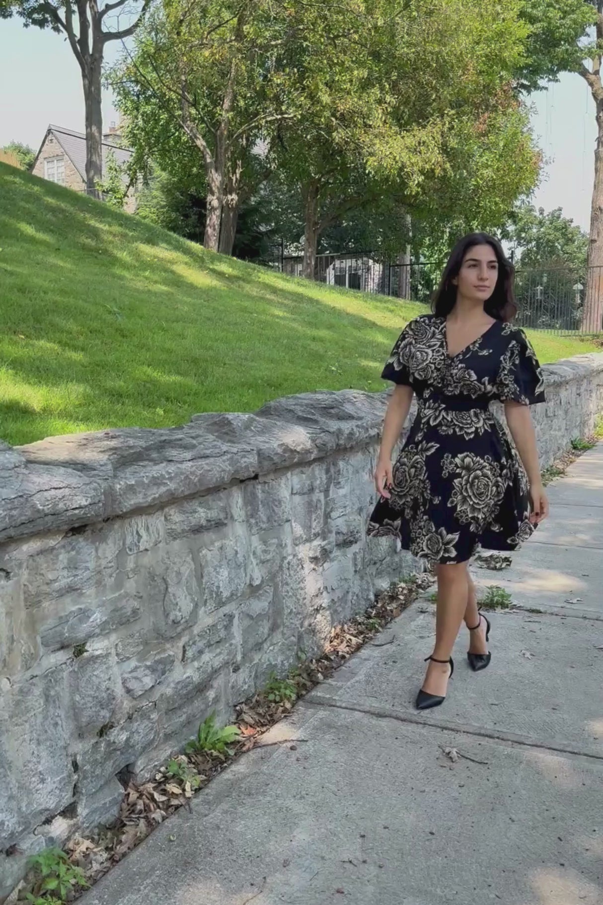 Lottie Black Floral Fit & Flare Dress