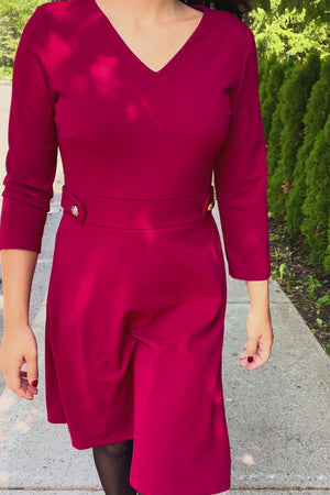 Nathalie Fit & Flare Dress Gold Buttons