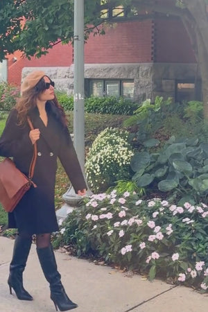 Freja Manteau Croisé Revers Cranté Élégant Chaud Chic