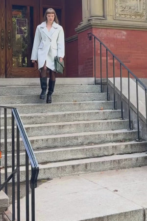 Freja Manteau Croisé Revers Cranté Élégant Chaud Chic