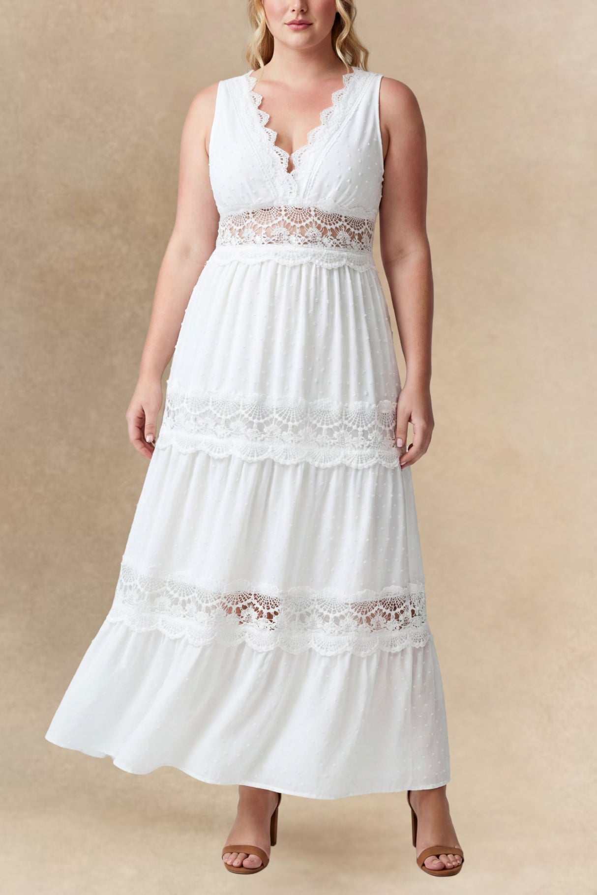 Raphaela Robe Longue Sans Manches Dentelle