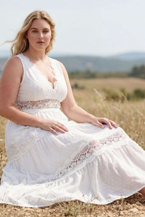 Raphaela Robe Longue Sans Manches Dentelle