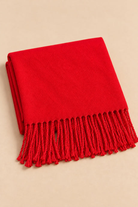Foulard rouge vif à franges