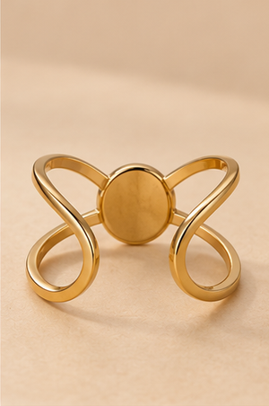 Bague boucles Ovale Plaquée Or 18 Carats